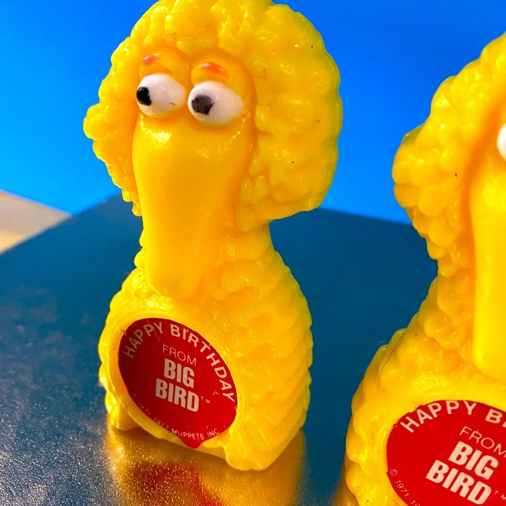 Sesame Street Big Bird Muppet Birthday Candles Vintage 1977 Wilton Set of 2
